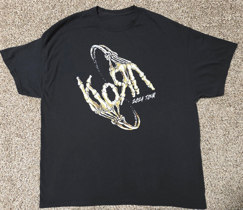 Korn 2024 Tour Tshirt Black Size XL Skeleton Fingers Gojira Spiritbox